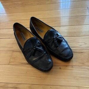Johnston And Murphy Tassel Loafer Dress Shoes Mens 11 M Black Leather 15-0961